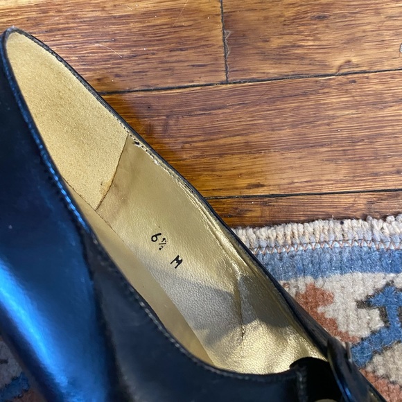 Black leather ballet shoe low heel - Picture 3 of 5